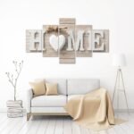 SUNYSUBY 5 Piece HOME Sign Canvas Wall Art Painting Modern Decor Abstract Painting Artwork On Canvas Print Picture Decoration for Bedroom Living Room Framed Ready to Hang (HOME LOVE, W50 x H23) - Image 2