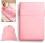Self Tan Sleep Sack Travel Body Self Tanners Breathable Adult Sleep Sack Lightweight Adult Sheet Protector Reusable Sleeping Bag for Bed Travel Camping Hotel Business Trip (Pink) - Image 2