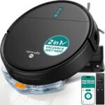 SereneLife Smart Robot Vacuum Cleaner and Mop Combo, App Control, 3 Cleaning Modes, Anti-Fall Sensors, Self-Charging, 700Pa Suction Ideal for Pet Hair, Carpet and Hard Floors, Black - Image 2