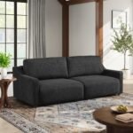 Serta Glendale 90.2" Queen Size Wall-Hugging Convertible Sofa, Dreamcoil Comfort, Chenille Fabric, Black - Image 2