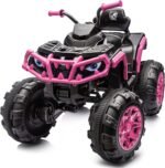 Shark Kids ATV 4 Wheeler, 24V 4WD Electric ATV Ride On Toy for Big Kids, 4X200W Motor, 5.6Mph Max Speed - Pink - Image 2