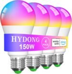 Smart Light Bulbs, 15W Color Changing Light Bulbs Compatible with Alexa Only, A19 Alexa Light Bulbs, Tunable 2700K-6000K E26 / E27 Bluetooth LED Lights for Bedroom, Living Room 4 Pack - Image 2