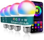 Smart Light Bulbs for Bedroom,BT Light Bulbs with AppControl RGB+Daylight (5000K) LED Color Changing Bulbs,Dimmable Music Sync,A19 E26/9W,4 Pack(Don't Support Alexa/Google/WiFi) Christmas - Image 2