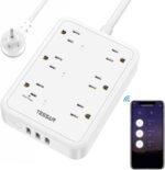 Smart Power Strip, TESSAN WiFi Flat Plug Strip with 3 Smart Outlets and 3 USB Ports, 6 Feet Extension Cord, Only 2.4 GHz Wi-Fi, Compatible with Alexa and Google Home, White - Image 2