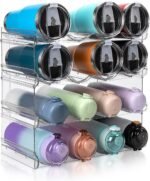 Stackable Water Bottle Organizer, Large Compartment Water Bottle Holder, 4 Tier Clear Water Bottle Organizer for Cabinet, Bottle Rack for Kitchen Organization and Storage - Hold 16 Bottles - Image 2