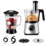 Sweetcrispy Food Processor Blender Combo for Vegetable, Dough, Electric Food Processors Slicing, 6 Cup Chopper for Meat, Puree, 2 Speeds, Sharp Blades, Safety Lock with 1.5L Glass Jar - Image 2