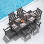 TenKa 7 Piece HDPE Patio Furniture Set for 6, Dining Table and Chairs, Outdoor Table with Umbrella Hole, Outdoor Dining Set for Garden, Backyard, Lawn, and Poolside - Image 2