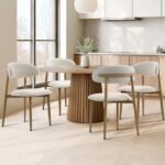 UVV Dining Chairs Set of 4, Metal Kitchen Chairs with Modern Fabric Upholstered for Dining Room, Beige - Image 2