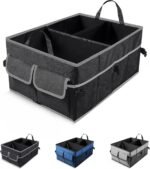 UYYE Auto Trunk Organizer,Compartments Collapsible Durable for Cargo Storage, Interior Accessories with Adjustable Securing Straps and Non-Slip Bottom for Car - Image 2