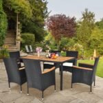VINGLI 7 Pieces Patio Dining Set, Wicker Outdoor Dining Set for 6 Patio Furniture Set with Acacia Wood Table Outdoor Table and Chairs for Garden and Yard - Image 2