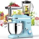 Vospeed 9 IN 1 Stand Mixer, 850W Tilt-Head Multifunctional Electric Mixer with 8 QT Stainless Steel Bowl, 1.5L Glass Jar, Meat Grinder, Hook, Whisk, Beater Dishwasher Safe (Blue) - Image 2
