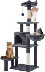 Yaheetech 57in Multi-Level Cat Tree Tower with Extended Platform, Padded Perch, Scratching Posts, and Ball — Indoor Activity Center for Large Cats - Image 2
