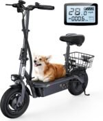 iScooter Electric Scooter with Seat, 800/1000W Powerful Motor, 28 MPH Top Speed & 30-37 Miles Range, 10/14'' Pneumatic Tire Scooter for Adults, Adjustable Handlebar, Commuting E Scooter with Basket - Image 2