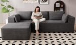 106" Cloud Sectional Boneless Couches for Living Room, Modular L Shaped Couch with Deep Seat Oversized Left Facing Chaise, Memory Foam Compressed Spineless 3 Seater Sofa for Bedroom Apartment, Grey - Image 2