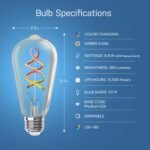 Feit Electric Smart ST21 Light Bulb, 60W Eq, Dimmable, Spiral Filament Edison Style. WiFi Enabled, Works with Alexa/Google Home, Millions of Colors, 15,000-Hr. Lifetime, ST2160RGBWFILAG/RP/3, 3 Pack - Image 3