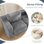 MAXYOYO Giant Bean Bag Chair for Adults, Upholstered Loveseat Floor Sofa with Pillows and Armrests, Large Bean Bag Sofa Plush Chair Bean Bag Couch for Bedroom Living Room, Grey - Image 5