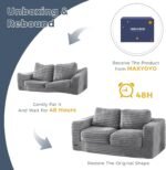 MAXYOYO Giant Bean Bag Chair for Adults, Upholstered Loveseat Floor Sofa with Pillows and Armrests, Large Bean Bag Sofa Plush Chair Bean Bag Couch for Bedroom Living Room, Grey - Image 7