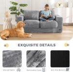 MAXYOYO Giant Bean Bag Chair for Adults, Upholstered Loveseat Floor Sofa with Pillows and Armrests, Large Bean Bag Sofa Plush Chair Bean Bag Couch for Bedroom Living Room, Grey - Image 8