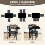 Tangkula Dining Table Set for 4, Farmhouse Solid Wood Dinette Set w/Rubber Wood Legs, Upholstered Seat & Padded Backrest, Mid-Century Modern Dining Table and Chairs Set for Kitchen, Dining Room - Image 5