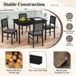 Tangkula Dining Table Set for 4, Farmhouse Solid Wood Dinette Set w/Rubber Wood Legs, Upholstered Seat & Padded Backrest, Mid-Century Modern Dining Table and Chairs Set for Kitchen, Dining Room - Image 10