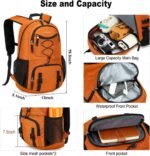 Nerlion Lightweight Foldable 35L Hiking Backpack Travel Backpack for Men Women Camping Waterproof Outdoor Hiking Daypack Backpack Orange - Image 4