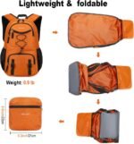 Nerlion Lightweight Foldable 35L Hiking Backpack Travel Backpack for Men Women Camping Waterproof Outdoor Hiking Daypack Backpack Orange - Image 5