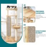 59-inch Cat Tree，Cat Tower with Scratching Post,Extra Long Sisal Blanket, Handwoven Basket & Space Capsule Nest - Image 3