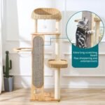 59-inch Cat Tree，Cat Tower with Scratching Post,Extra Long Sisal Blanket, Handwoven Basket & Space Capsule Nest - Image 4