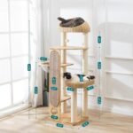 59-inch Cat Tree，Cat Tower with Scratching Post,Extra Long Sisal Blanket, Handwoven Basket & Space Capsule Nest - Image 7