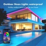 Neon Rope Lights, 50FT RGB Led Strip, Waterproof IP67, DIY Design, Music Sync, 44 Keys Remote Control, Multiple Modes, for Living Room, Bedroom, Holiday Decoration - Image 7