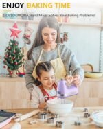 Electric Hand Mixer, Powerful 300W Hand Mixer Electric Handheld with 304 Beaters, Dough Hook,Hand Held Mixer with Turbo for Baking Cakes, Eggs, Cream Food(Purple) - Image 3