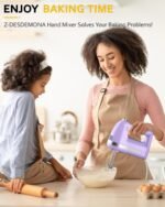 Electric Hand Mixer, Powerful 300W Hand Mixer Electric Handheld with 304 Beaters, Dough Hook,Hand Held Mixer with Turbo for Baking Cakes, Eggs, Cream Food(Purple) - Image 4