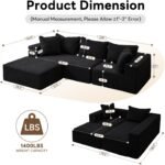 Vamcheer Modular Sectional Sofa - Modern L Shaped Boneless Couch with Deep Seat, Upholstered Sectional Couches for Living Room, Bedroom, Office, No Assembly Required, Black - Image 3
