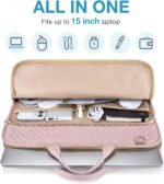 BAGSMART 15.6 Inch Laptop Case Sleeve Compatible with MacBook Pro 16 Inch,15.6 Inch HP,Dell,Acer Aspire,Asus Notebook, Lightweight Laptop Bag for Women with Shoulder Strap,Pocket,Handle, Pink - Image 4