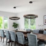 LED Ring Chandelier Dimmable Black Chandelier Round Foyer Chandeliers Light Walnut Wood Black Circular Chandeliers for Dining Room Entry Bedroom Office Living Room, 24in - Image 3