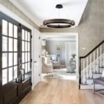 LED Ring Chandelier Dimmable Black Chandelier Round Foyer Chandeliers Light Walnut Wood Black Circular Chandeliers for Dining Room Entry Bedroom Office Living Room, 24in - Image 4