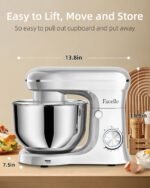 Facelle Tilt-Head Stand Mixer, 5QT+6QT Stainless Steel Two Bowls, 10 Speeds Kitchen Electric Food Mixer with Egg Whisk, Dough Hook, Beater, Dishwasher-Safe Attachment, Ideal Gift for Mom (Sliver) - Image 7