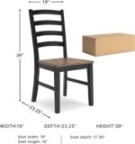 Signature Design by Ashley Wildenauer Armless Dining Chair, Set of 2, Ladderback Design, 19" W x 23.25" D x 39" H, Black & Light Brown with 2-Tone Finish - Image 4