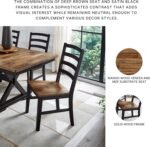 Signature Design by Ashley Wildenauer Armless Dining Chair, Set of 2, Ladderback Design, 19" W x 23.25" D x 39" H, Black & Light Brown with 2-Tone Finish - Image 6
