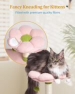 Flower Cat Tree for Indoor Cats, 2-Door Large Cat Condo Cave Bed for Big Adult Cats, 41.2'' Cute Cat Tower with Scratching Posts, Cozy Floral Perch and Hammock for Kittens, Green Pink - Image 4