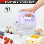 Lord Eagle Hand Mixer Electric 400W, 5 Speed handheld Mixer, 5 Stainless Steel Accessories for Baking Cake Egg Cream Food Beater, Turbo Boost/Self-Control Speed + Eject Button, Purple - Image 6