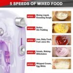 Lord Eagle Hand Mixer Electric 400W, 5 Speed handheld Mixer, 5 Stainless Steel Accessories for Baking Cake Egg Cream Food Beater, Turbo Boost/Self-Control Speed + Eject Button, Purple - Image 7