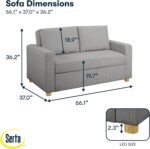Serta Tulsa 66.1" Convertible Sleeper Loveseat, Full Size, Dreamcoil Comfort, FingerGuard Pinch Point Protection, Boucle Fabric, Grey - Image 3