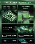 2025 Laptop with AMD Ryzen7 8-core Processor(Up to 4.3GHZ),ΑMD Radeon Graphics,16GB DDR4 RAM 512GB SSD,WiFi 6,15.6 inch IPS Display,Type-C,Micro SD,Webcam,Windows 11 Slim Laptop Computers - Image 3