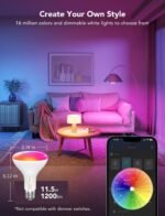 Govee Smart Light Bulbs, 1200 Lumens Dimmable BR30 Bulbs, RGBWW Color Changing Light Bulb, Flood Light Bulbs Work with Alexa, Google Assistant, WiFi & Bluetooth LED Bulbs, Music Sync, 2 Pack - Image 3