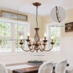 Jaycomey Farmhouse Chandelier Bronze, Rustic 6 Light French Country Iron Pendant Light Fixture, Vintage Metal Chandelier for Dining Room Kitchen Living Room Bedroom Hallway, E12 Base - Image 5