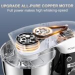 Stand Mixer, 6.5QT 10 Speeds Tilt-Head Electric Stand Mixer, 3-In-1 Kitchen Mixer with Bowl, Dough Hook, Whisk and Beater, Food Mixer for Baking and Daily Use (BLACK WHITE) - Image 3