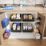 4 Pack Adhesive Cabinet Door Organizer, Lid Organizers Inside Cabinet Food Container/Tumbler Lid Organizer and Storage Cup Lids Holder for Kitchen & Bathroom Wall Mounted(Black) - Image 4