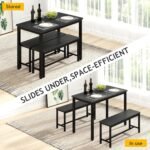 Rovibek Dining Table Set for 4 with 2 Benches – Space-Saving Kitchen Table Set for Kitchen & Dining Room, Black - Image 4