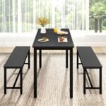 Rovibek Dining Table Set for 4 with 2 Benches – Space-Saving Kitchen Table Set for Kitchen & Dining Room, Black - Image 6